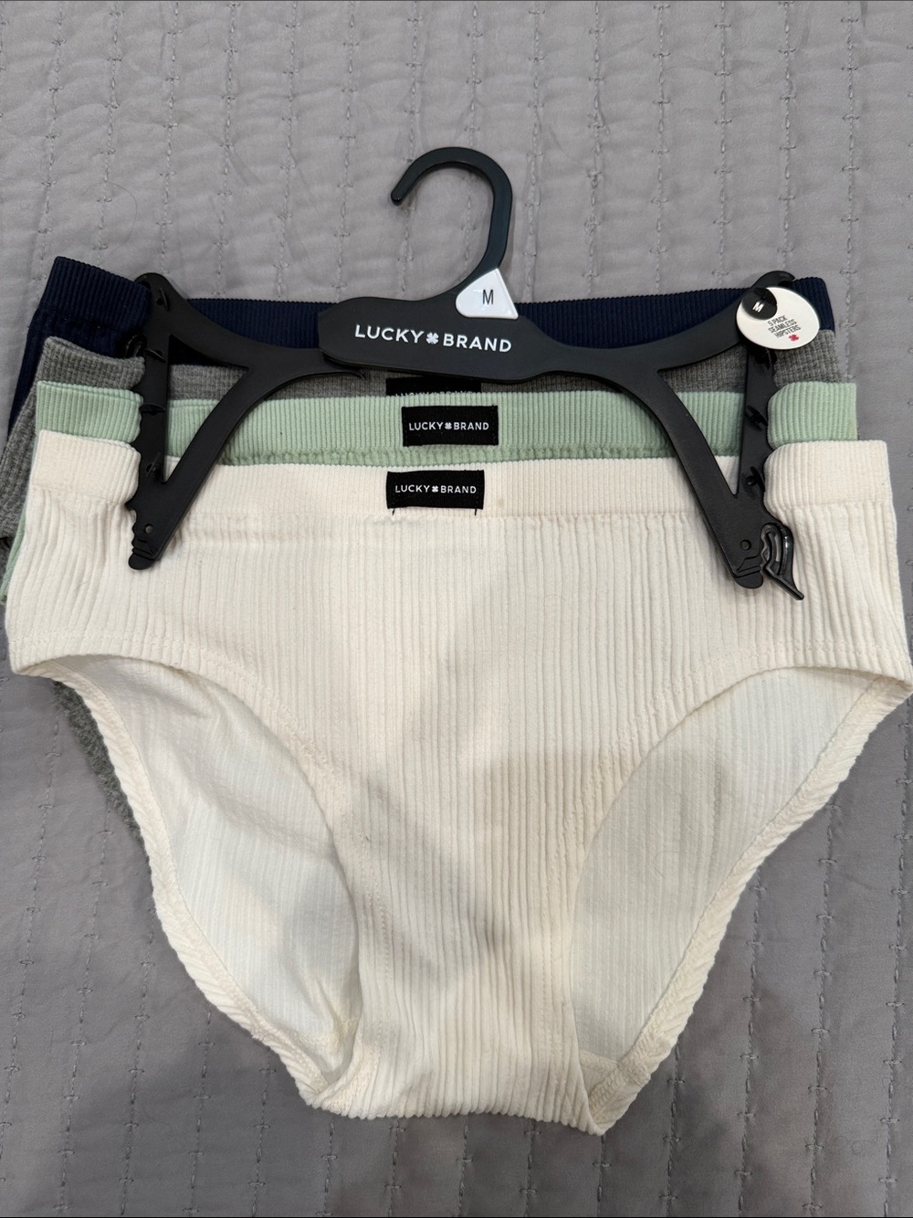 Lucky Brand Womens Ribbed Briefs - Cream, Sage, gray & Navy (4)